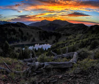 Colorful sunset above the lake